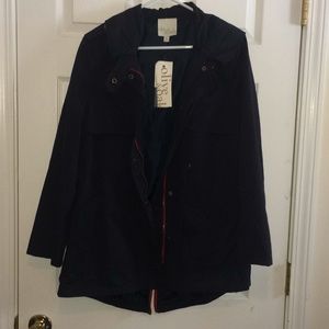 Olive & Oak M navy jacket with red zipper detail